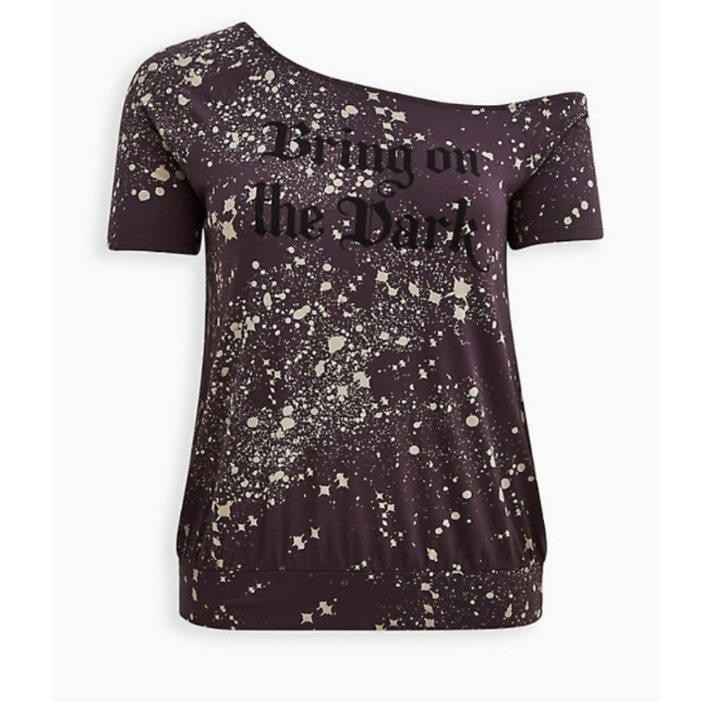 OFF SHOULDER TEE - LOVESICK BRING THE DARK SPLATTER GREY